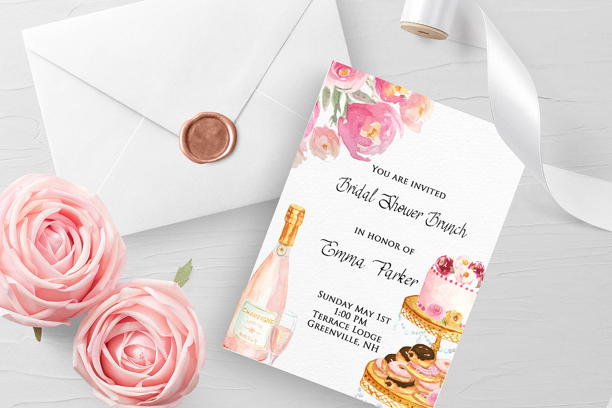Champagne Brunch - Romantic Cafe, a Food Illustration by Graphic Blue Bird (Photo 7 of 7)