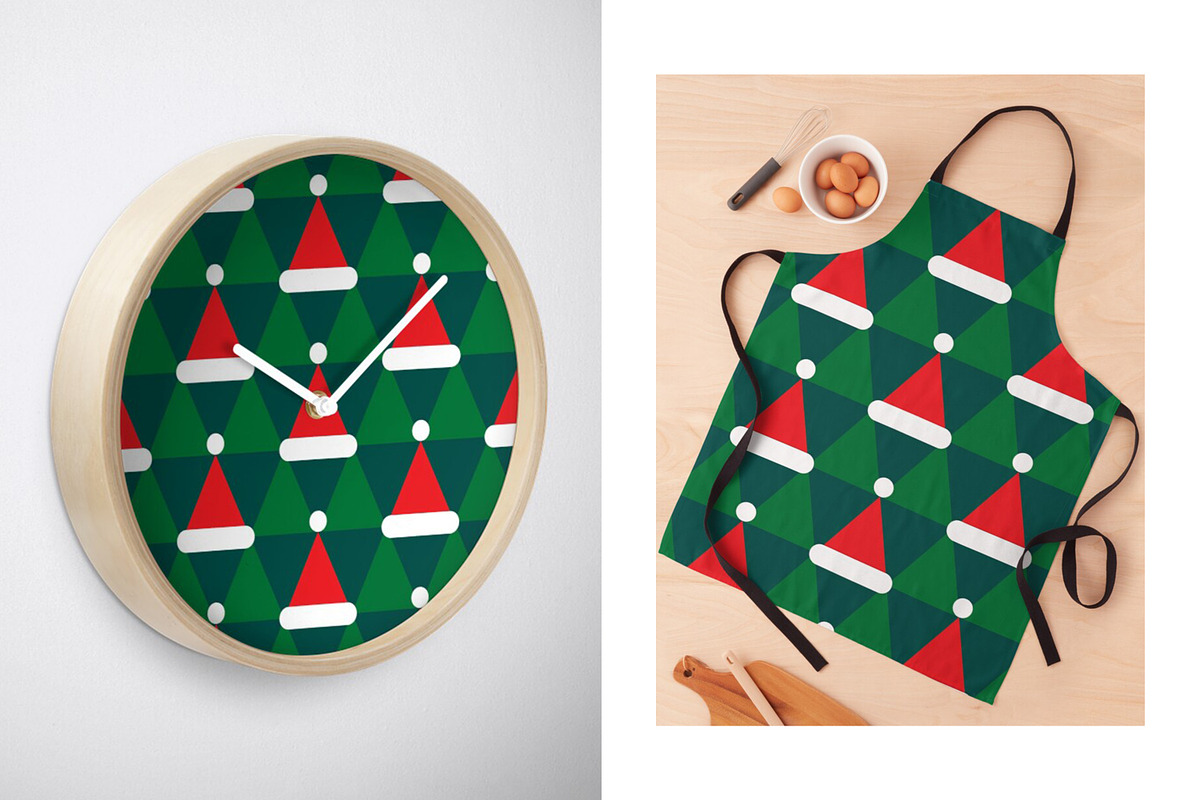Santa Hats and Christmas trees, a Pattern Graphic by Evgeniya Dzhumm (Photo 2 of 4)