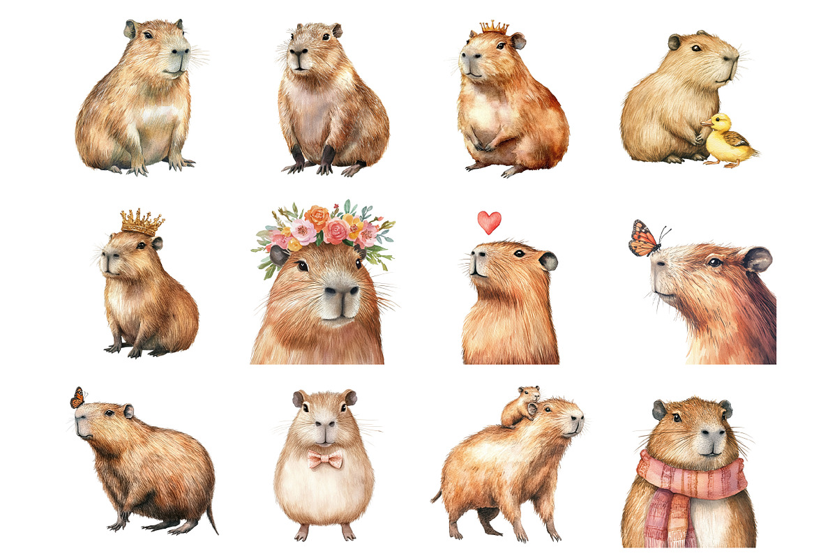 Capybara Clipart, an Illustration by Design Market (Photo 2 of 3)