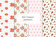 Red flowers patterns, a Pattern Graphic by Lyolya Profitrolya (Thumbnail 1 of 5)