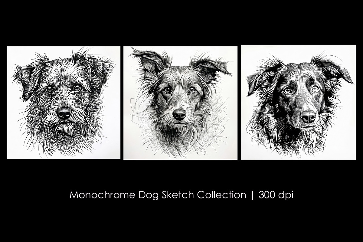 Monochrome Dog Sketch Collection, an Animal Illustration by StockVerse Creative (Photo 1 of 4)