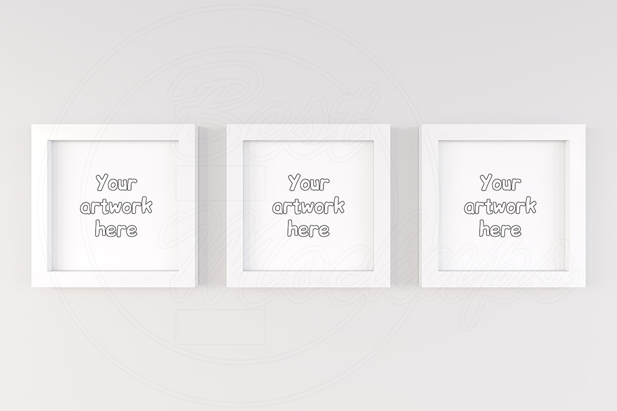 Triptych mock up white background, a Print Template by BestMockups