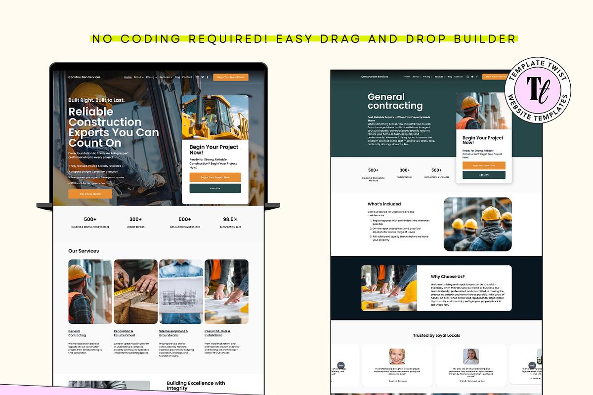 Construction Squarespace Template preview 8