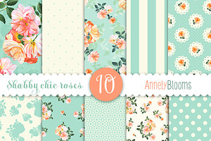 Watercolor patterns with roses