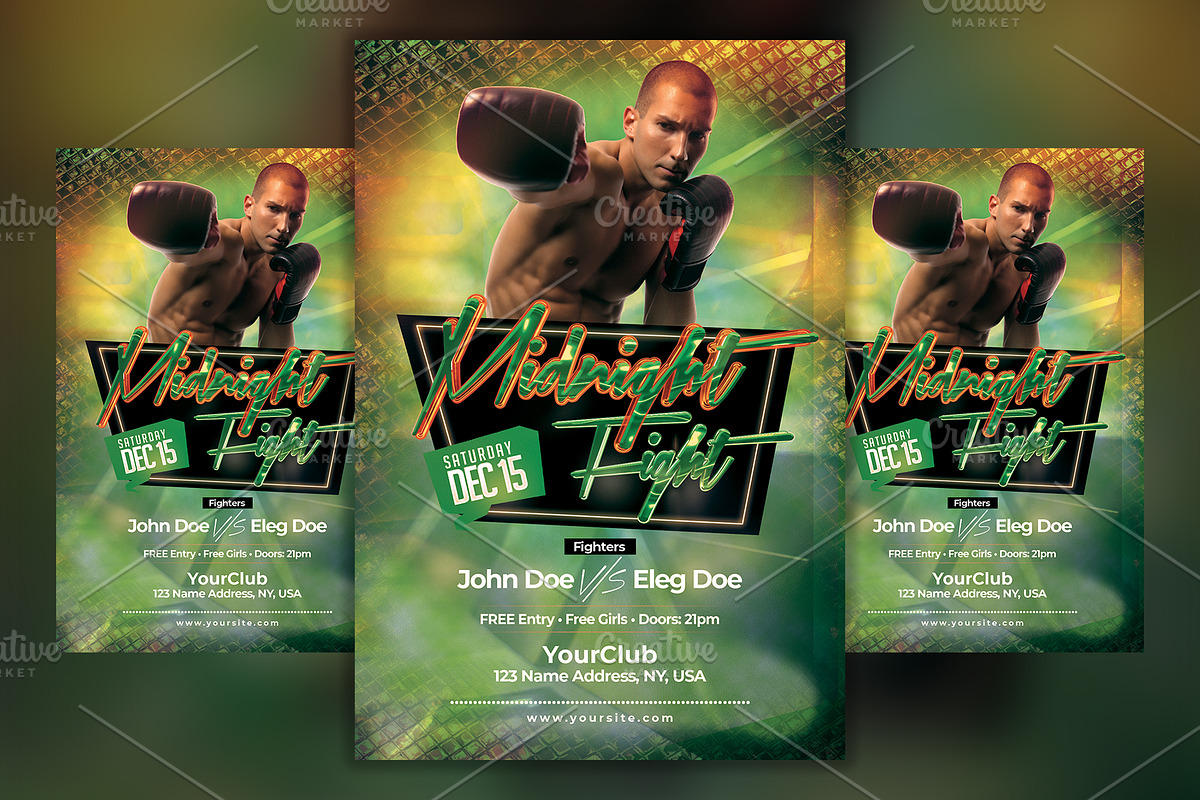Midnight Fight Flyer Template, a Flyer Template by KnightWipers