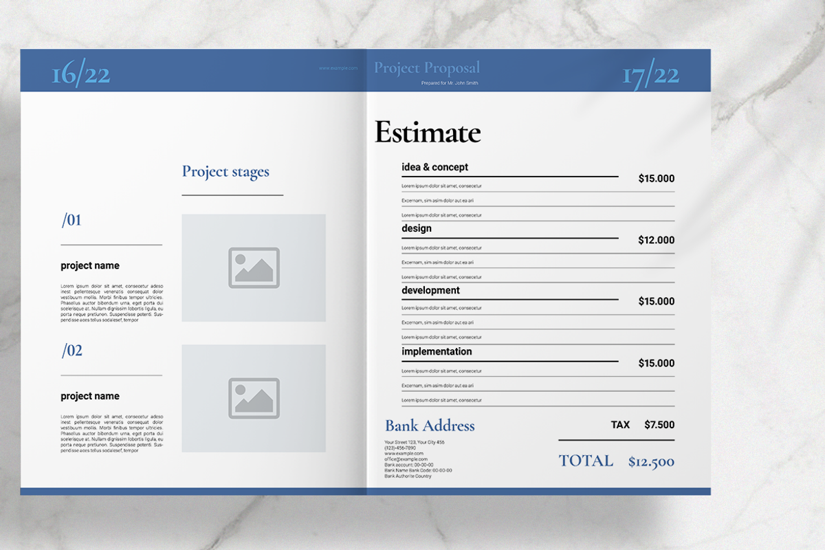 Blue Business Proposal Layout, a Brochure Template by Boris Cupac (Photo 10 of 13)