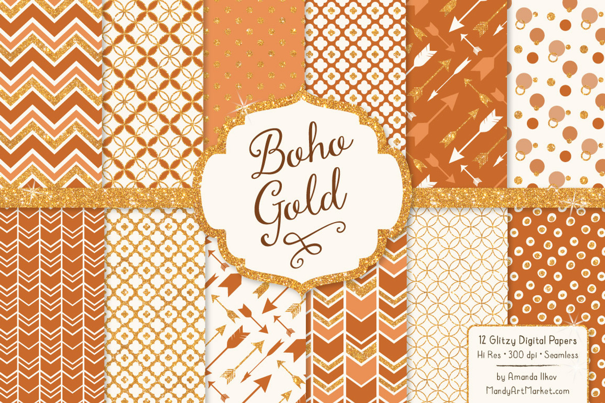 Pumpkin Glitter Patterns, a Pattern Graphic by Amanda Ilkov (Photo 1 of 3)