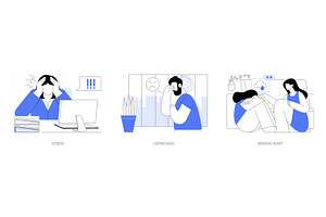 Emotional problems isolated cartoon, a Person Illustration by Visual Generation