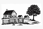 Farmhouse scene silhouette vector, an Icon by Amazin_art (Thumbnail 8 of 13)