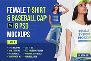 Female T-Shirt & Baseball Cap Mockup, a Shirt Mockup by Hi, Mock-Up! (Thumbnail 1 of 8)