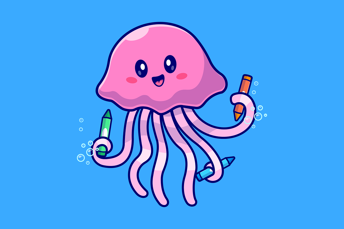 Cute Jellyfish Drawing With Crayon, an Animal Illustration by Catalyst Labs (Photo 2 of 3)