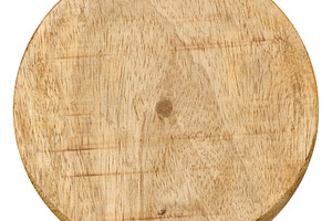 Round, flat piece of light wood on an isolated background, an Abstract Photo by ndanko