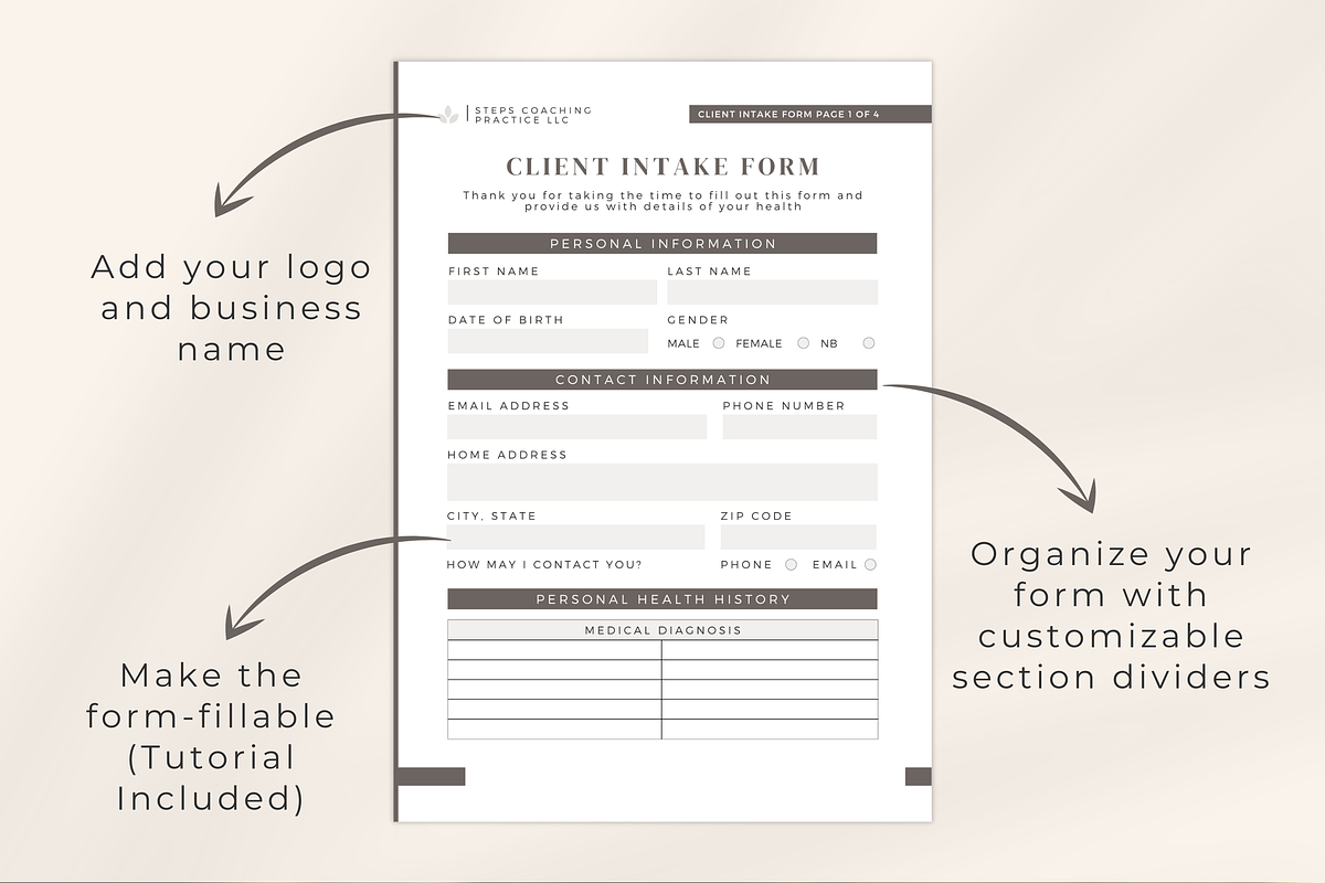 New Client Intake Form Canva, a Brochure Template by Designs by Darowan