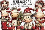 Whimsical Cute Christmas Cows Clipar, an Illustration by Libby Wishes (Thumbnail 1 of 7)