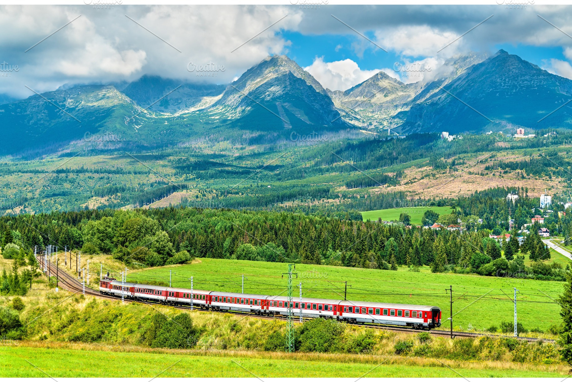 Passenger train in the high tatra mountains slovakia featuring train, a Transportation Photo by Leonid Andronov
