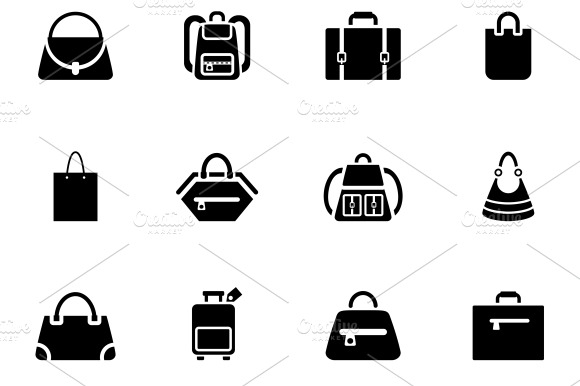 Assortment Of Black Baggage Icons