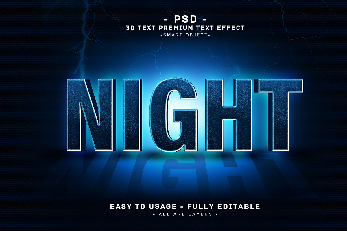 Night 3D Editable Psd Text Effect, a Layer Style Add-On by Md Jahidul99