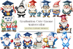 Graduation Cute Gnome Clipart, a Seasonal Illustration by DreamArtGraphic