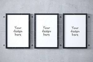 Black frame mockup concrete wall