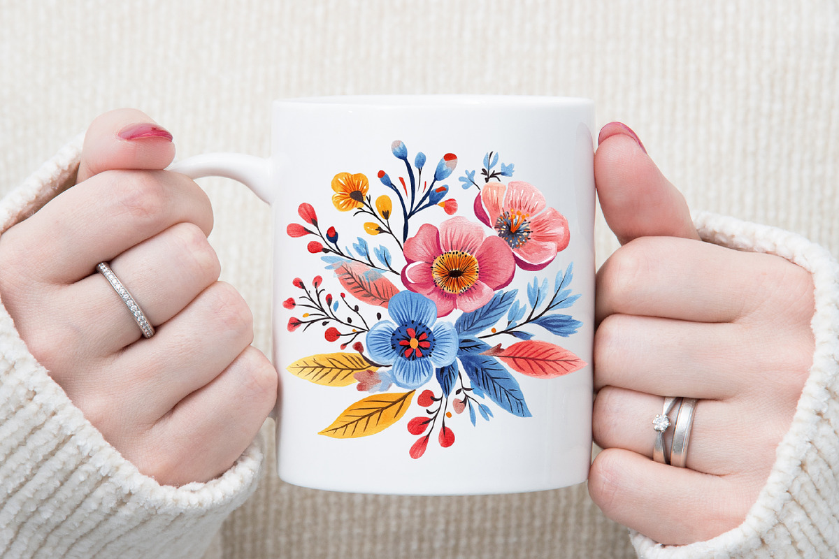 Pastel Folk Art Botanicals Flowers P, an Illustration by Sublimation Artist (Photo 5 of 6)