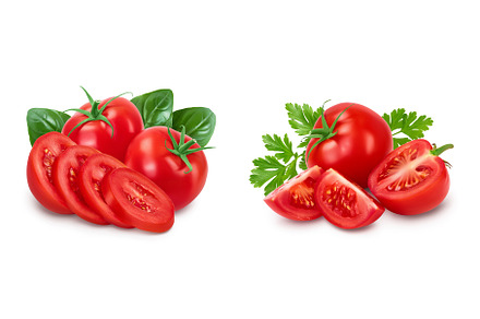 Tomato slices isolated on white, a Food & Drink Photo by NataPhoto