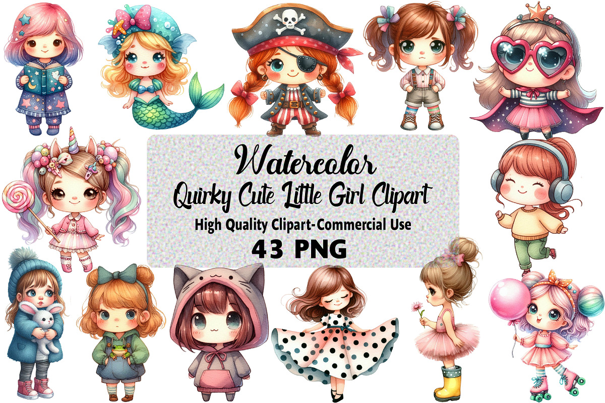 Quirky Cute Little Girl Clipart, an Illustration by Daily.Designs (Photo 1 of 5)