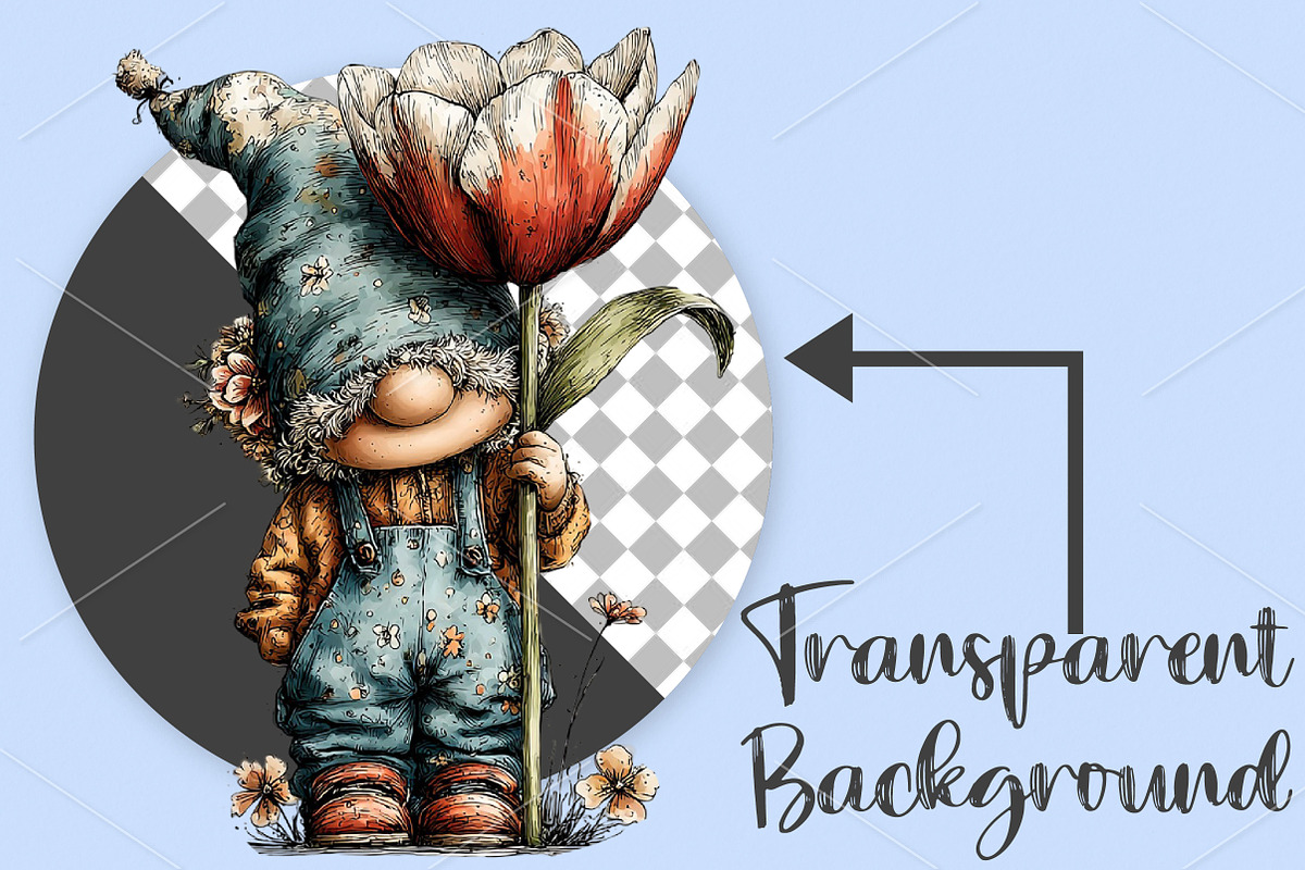 Whimsical Spring Gnome Clipart PNG, an Illustration by Canvas Craft (Photo 2 of 7)