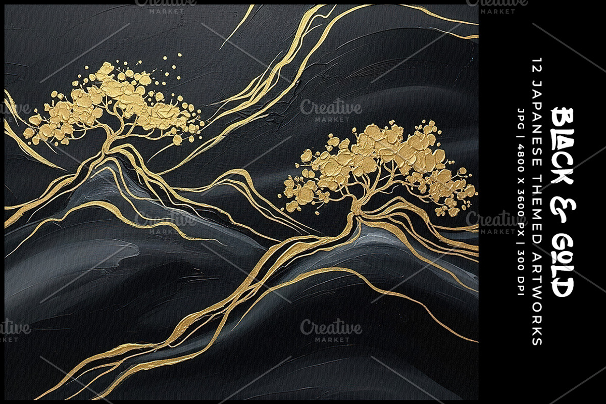 Black and Golden Japanese Artworks, a Decorative Illustration by Digital Art Creations (Photo 1 of 7)