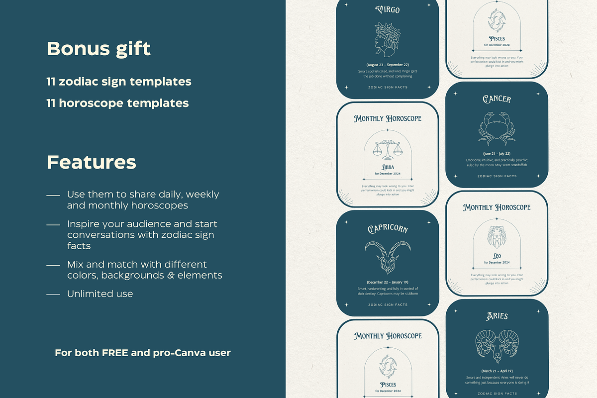 Astrologer Instagram Template Canva, a Social Media Template by Eden Origin Studio (Photo 5 of 8)