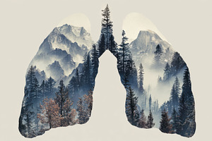 Lungs shaped by mountains and trees, a Photo by Beautiful things