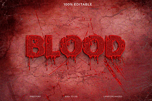 Red Blood Text Effect PSD File