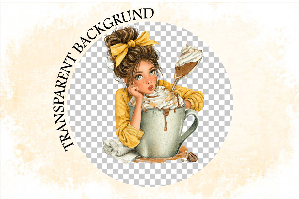 Summer Quirky Coffee Girl Clipart Bu, an Illustration by SVGArt (Photo 7 of 9)