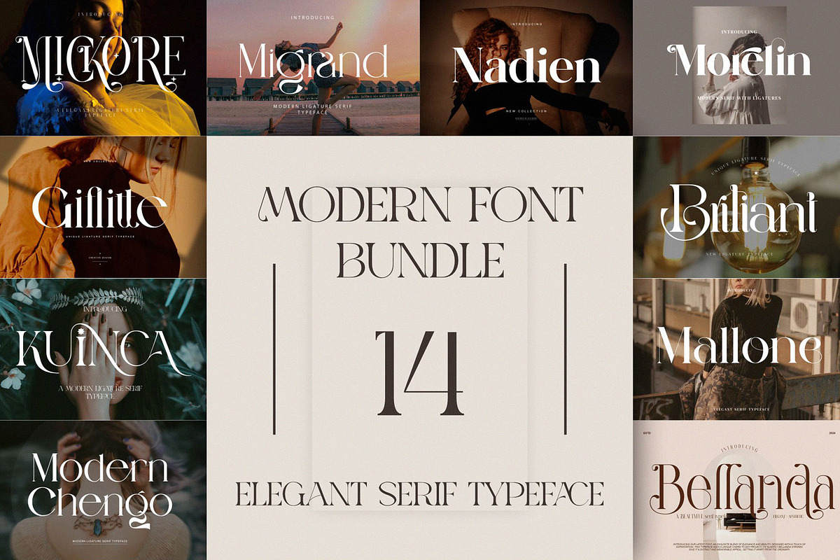 MODERN FONT BUNDLE, a Serif Font by Alfinart (Photo 1 of 15)