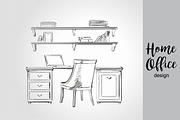 Furniture Hand drawn Vector set#2, a Decorative Illustration by Alltruecolours (Thumbnail 3 of 4)