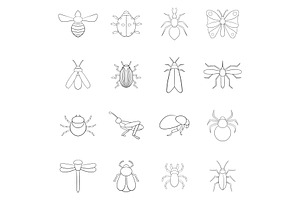 Insects Icon Set Outline