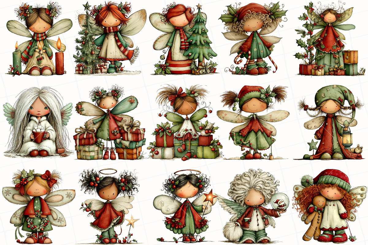Christmas  Whimsical Fairy Clipart, an Illustration by OK Design (Photo 4 of 6)