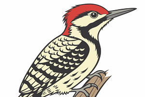 Red-headed woodpecker perched, an Animal Illustration by SouravDesign