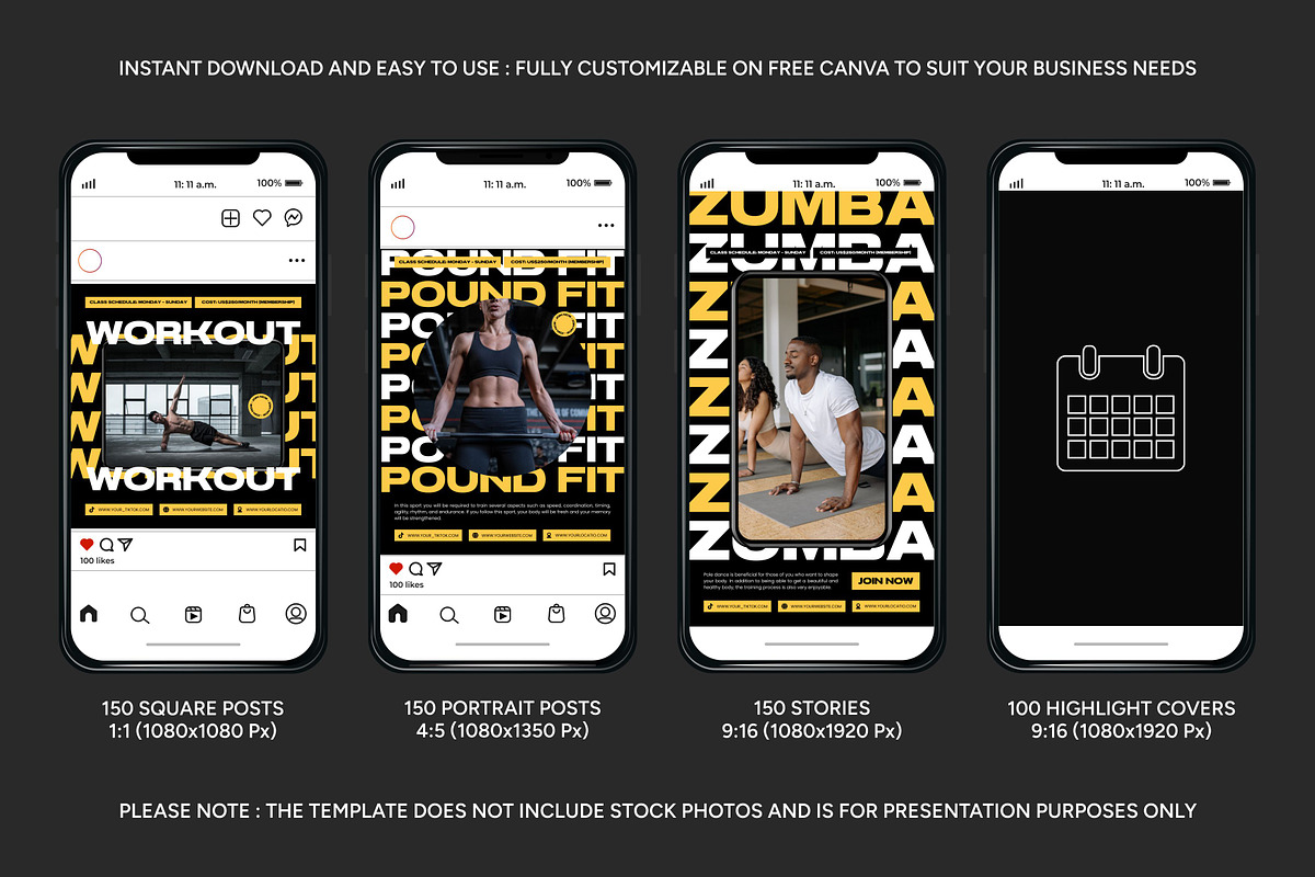 Fitness Yellow Template, a Social Media Template by Kalubuak (Photo 2 of 10)