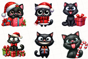 Christmas Funny Black Cat Clipart, an Illustration by OK Design (Thumbnail 4 of 5)