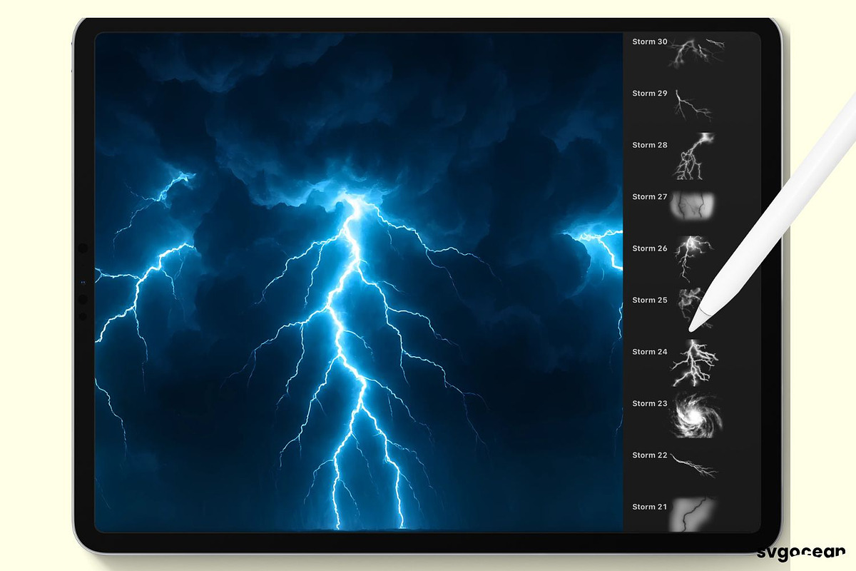 Storm and Cloud Procreate Brushes, a Brush Add-On by svgocean (Photo 4 of 9)