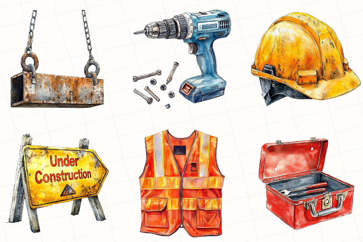 Watercolor Construction Clipart, an Illustration by OK Design (Photo 4 of 5)