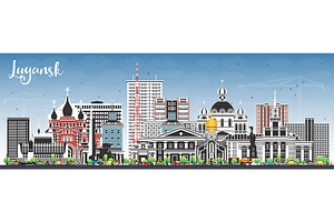 Lugansk city skyline with color., an Illustration by Booblgum