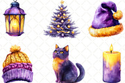 Purple And Yellow Christmas Clipart, an Illustration by Black Bird Studio (Thumbnail 2 of 6)