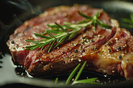 A perfectly cooked steak, displaying, a Photo by Tanuart