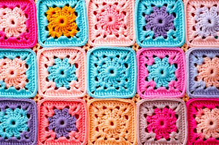 Granny square pattern. Multicolor ai, an Arts & Entertainment Photo by Ocean Digital Art
