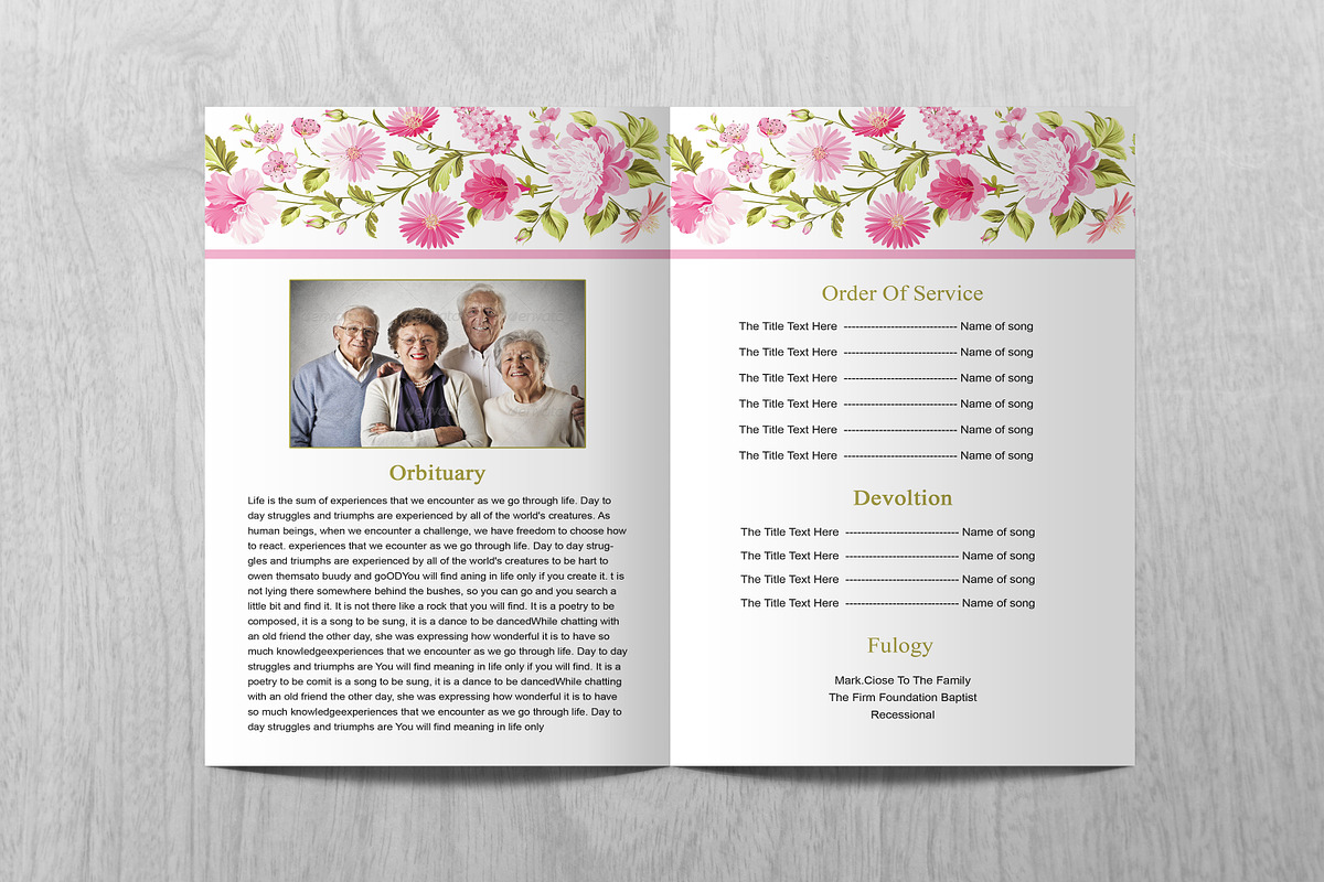 Funeral Program Template Flower, a Brochure Template by Madhabi Studio (Photo 2 of 5)