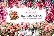 Watercolor Rose Clipart | Pink & Red, a Decorative Illustration by ElenazlataArt (Thumbnail 6 of 6)