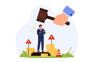 Businessman Facing Legal Judgment, an Object Illustration by Flashvector