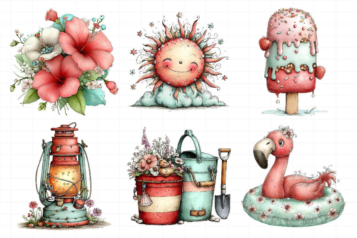 Whimsical Summer Clipart, an Illustration by Daily.Designs (Photo 3 of 6)