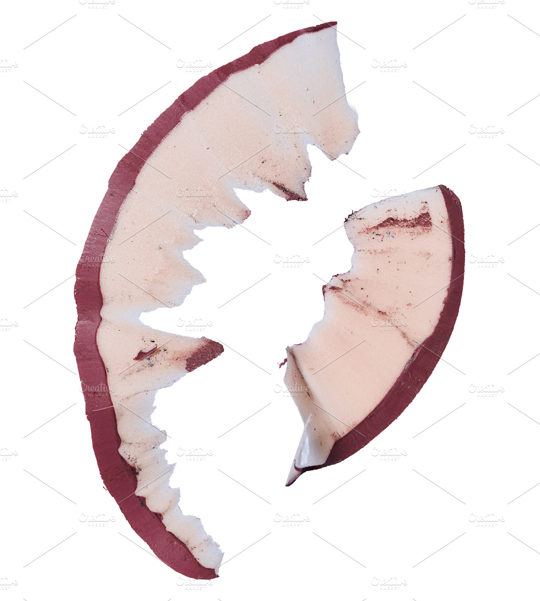 Wood shavings from a red pencil on an isolated background, a School & Education Photo by ndanko